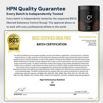 HPN C2 Creatine Monohydrate for Performance, Recovery, Strength, Working Out, Vegan, Non-GMO, Dairy and Soy Free, Independently Tested, Ultrapure Premium Creapure (100 Servings) - PrimeBioHealth - canada supplements