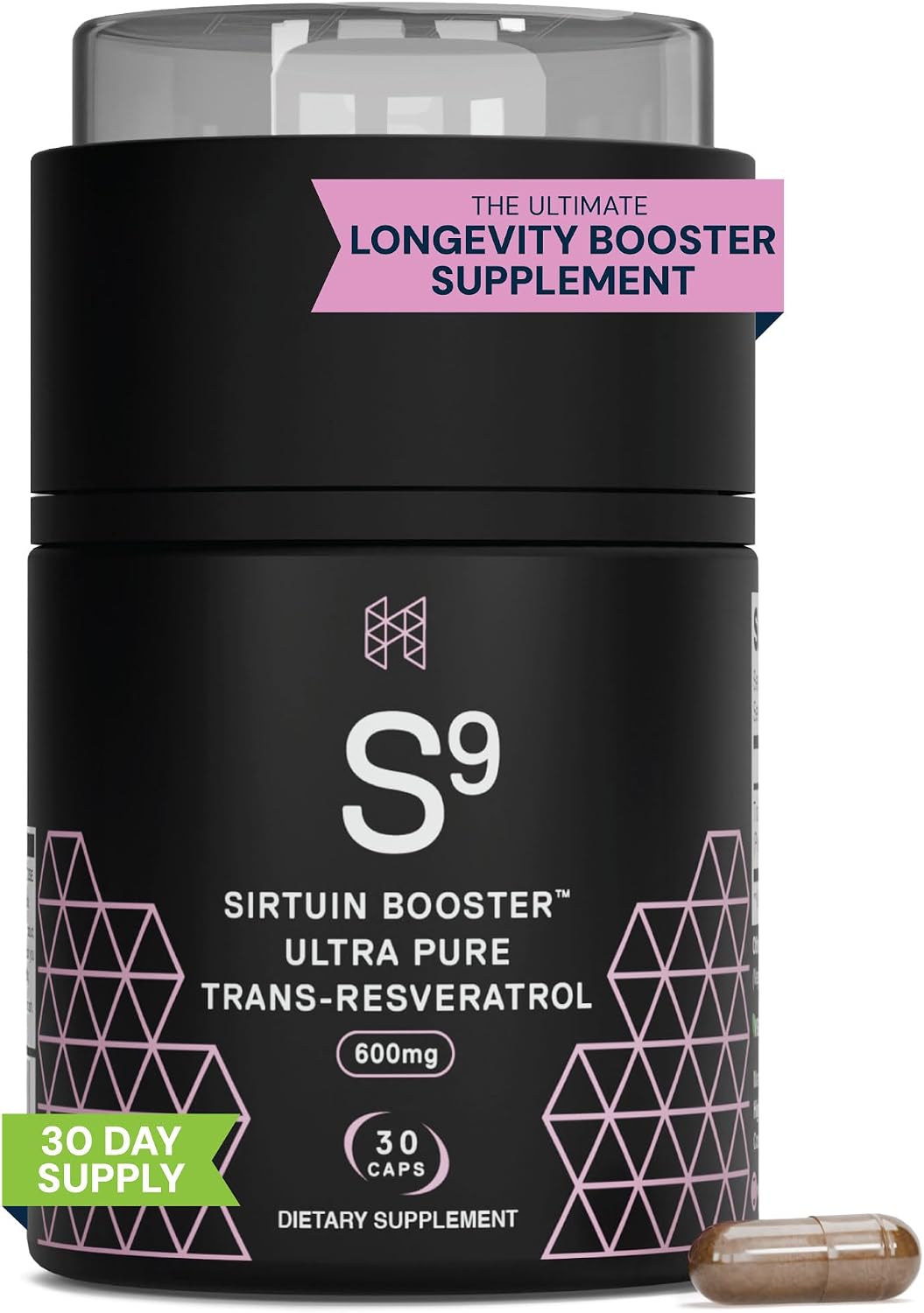 HPN S(9) Sirtuin Booster Ultra Pure Trans Resveratrol Healthy Aging Antioxidant Supplement, High Performance Nutrition, 30 Capsules - PrimeBioHealth - canada supplements