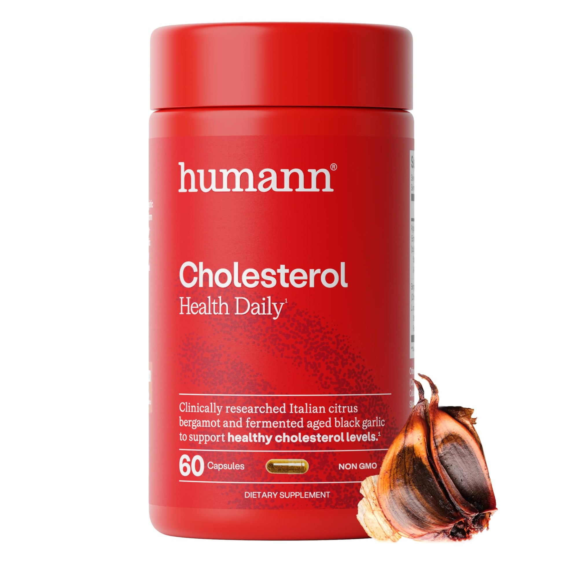 Humann Cholesterol Health Daily, Aged Black Garlic Extract & Citrus Bergamot, Cholesterol & Lipid Support Supplement, 60 Capsules - PrimeBioHealth - canada supplements