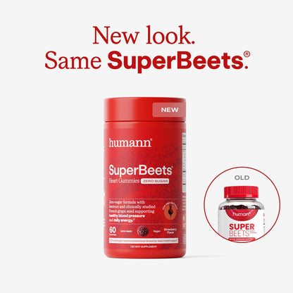 Humann SuperBeets Heart Gummies Zero Sugar - Beet Gummy with Energy Support, Grape Seed Extract & Beetroot Powder - 60 Count - PrimeBioHealth - canada supplements