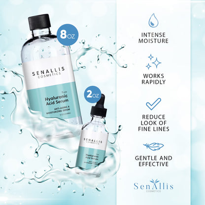 Hyaluronic Acid Serum 8 fl oz And 2 fl oz, Made From Pure Hyaluronic Acid, Anti Aging/Wrinkle, Ultra-Hydrating Moisturizer - PrimeBioHealth - canada supplements