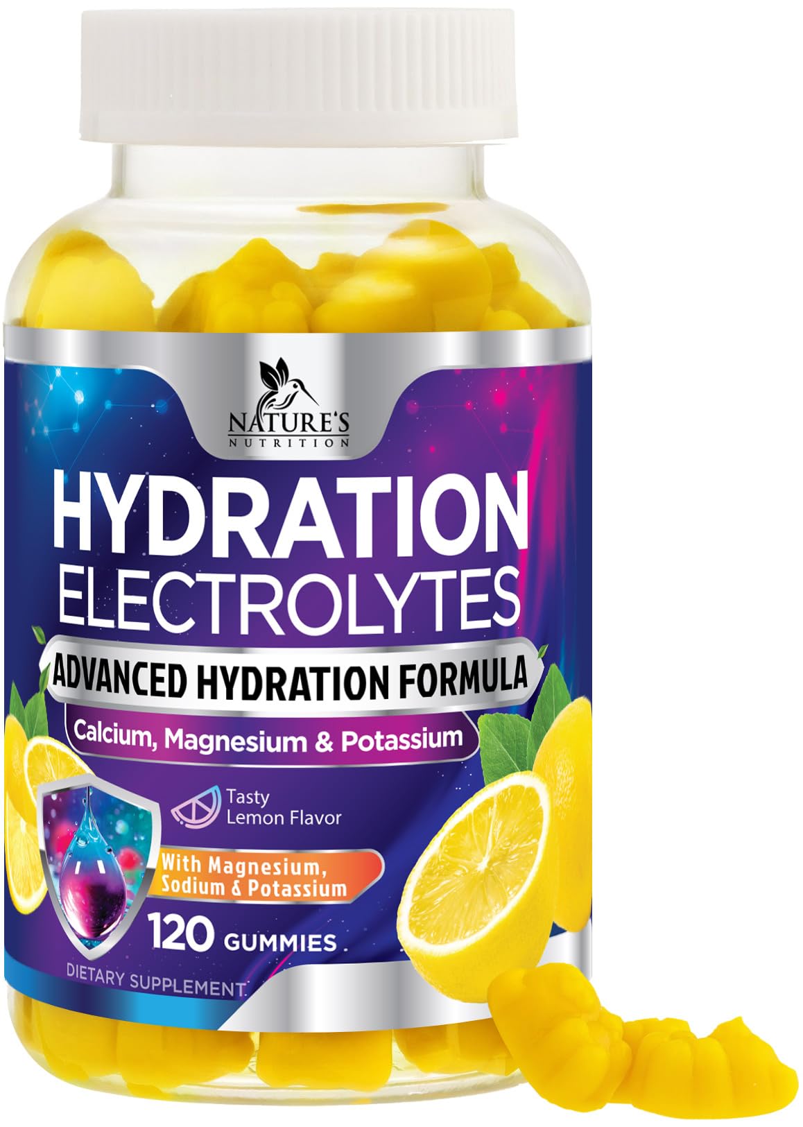 Hydration Electrolyte Gummies - Daily Liquid Replenisher Gummy - Electrolyte Multiplier with Minerals, Potassium & Real Salt - Vegan, Non-GMO - Tasty Lemon Flavor Hydration Electrolytes - PrimeBioHealth - canada supplements