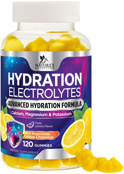Hydration Electrolyte Gummies - Daily Liquid Replenisher Gummy - Electrolyte Multiplier with Minerals, Potassium & Real Salt - Vegan, Non-GMO - Tasty Lemon Flavor Hydration Electrolytes - PrimeBioHealth - canada supplements