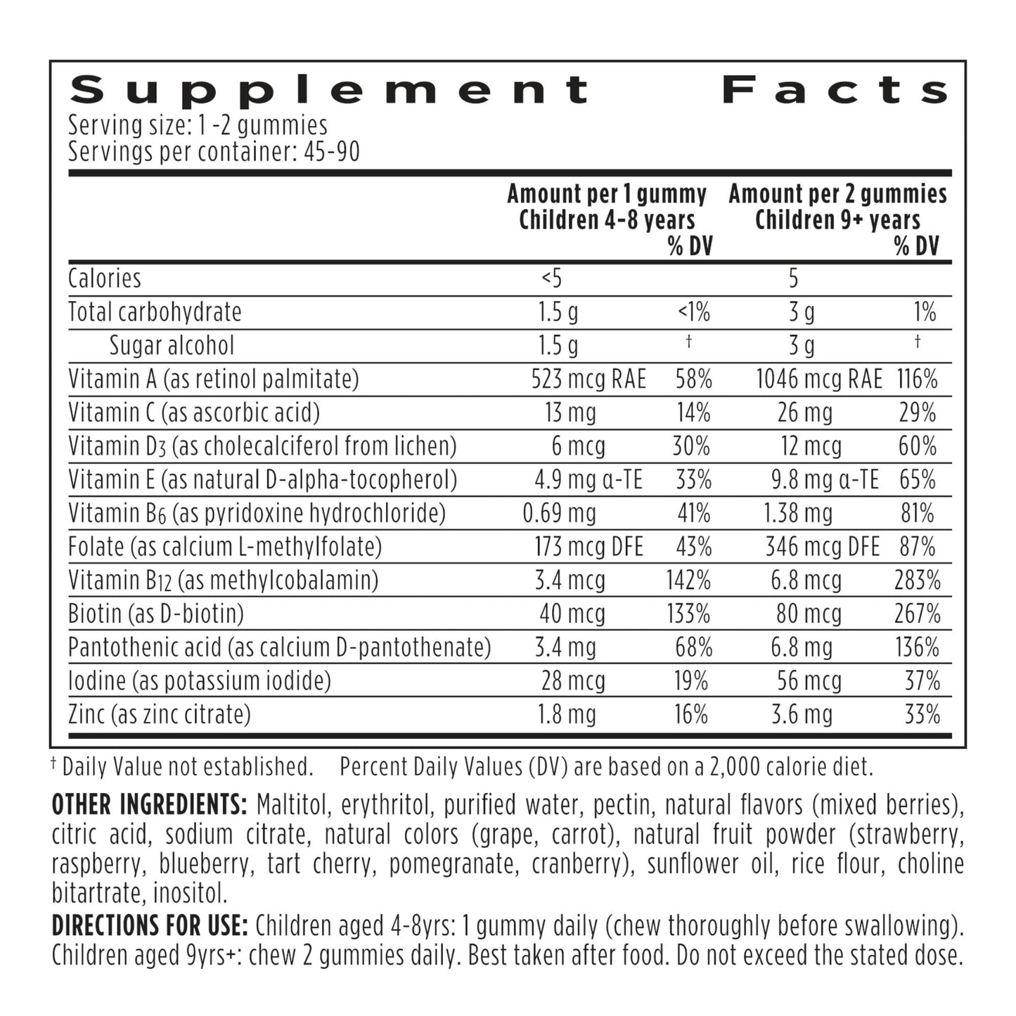 Igennus Methylated Kids Multivitamin Gummies, Clean Label & Third Party Tested, No Artificial Sweeteners or Flavors, Sugar Free, Age 4+, 90 Natural Berry Flavor - PrimeBioHealth - canada supplements
