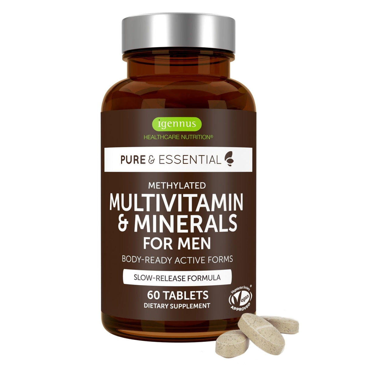 Igennus Methylated Men's Multivitamin with 22 Actives, Added Lycopene for Antioxidant Support, High Potency B12, Sustained Release, - PrimeBioHealth - canada supplements