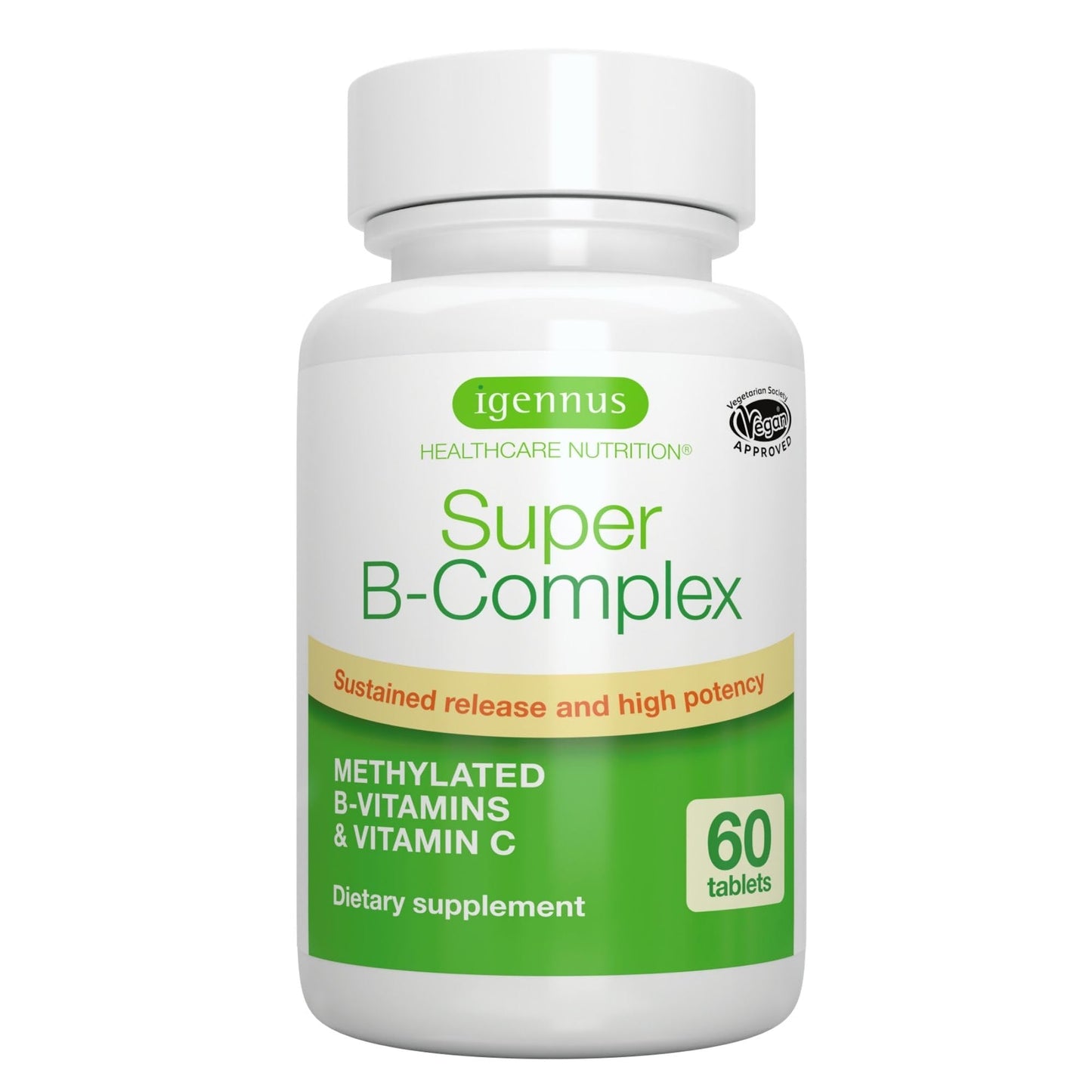 Igennus Super B-Complex Methylated B Vitamins - Sustained Release, Clean Label & High Absorption, with 5-MTHF Folate & Methyl B12, Energy, Mood & Cognitive Performance - PrimeBioHealth - canada supplements