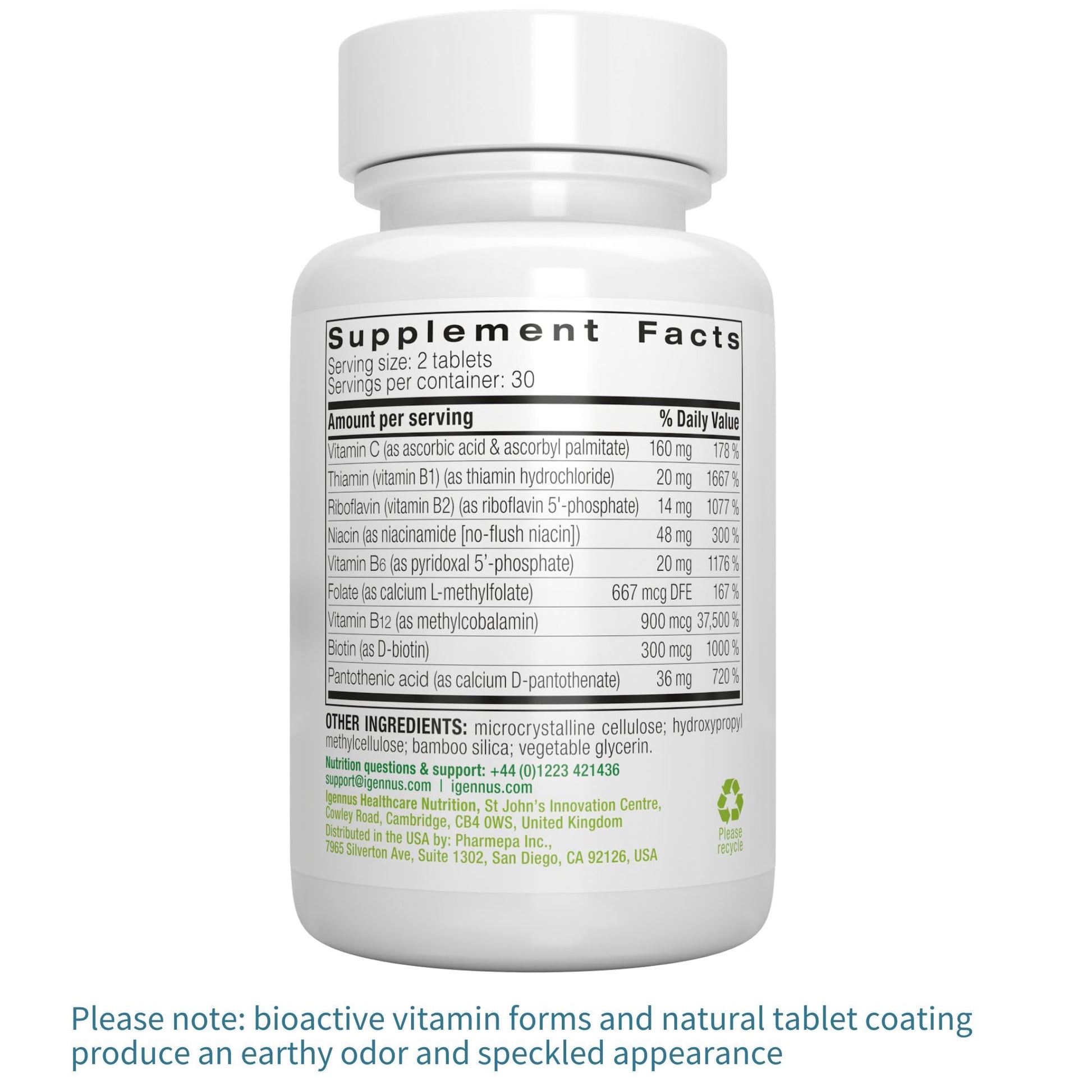 Igennus Super B-Complex Methylated B Vitamins - Sustained Release, Clean Label & High Absorption, with 5-MTHF Folate & Methyl B12, Energy, Mood & Cognitive Performance - PrimeBioHealth - canada supplements