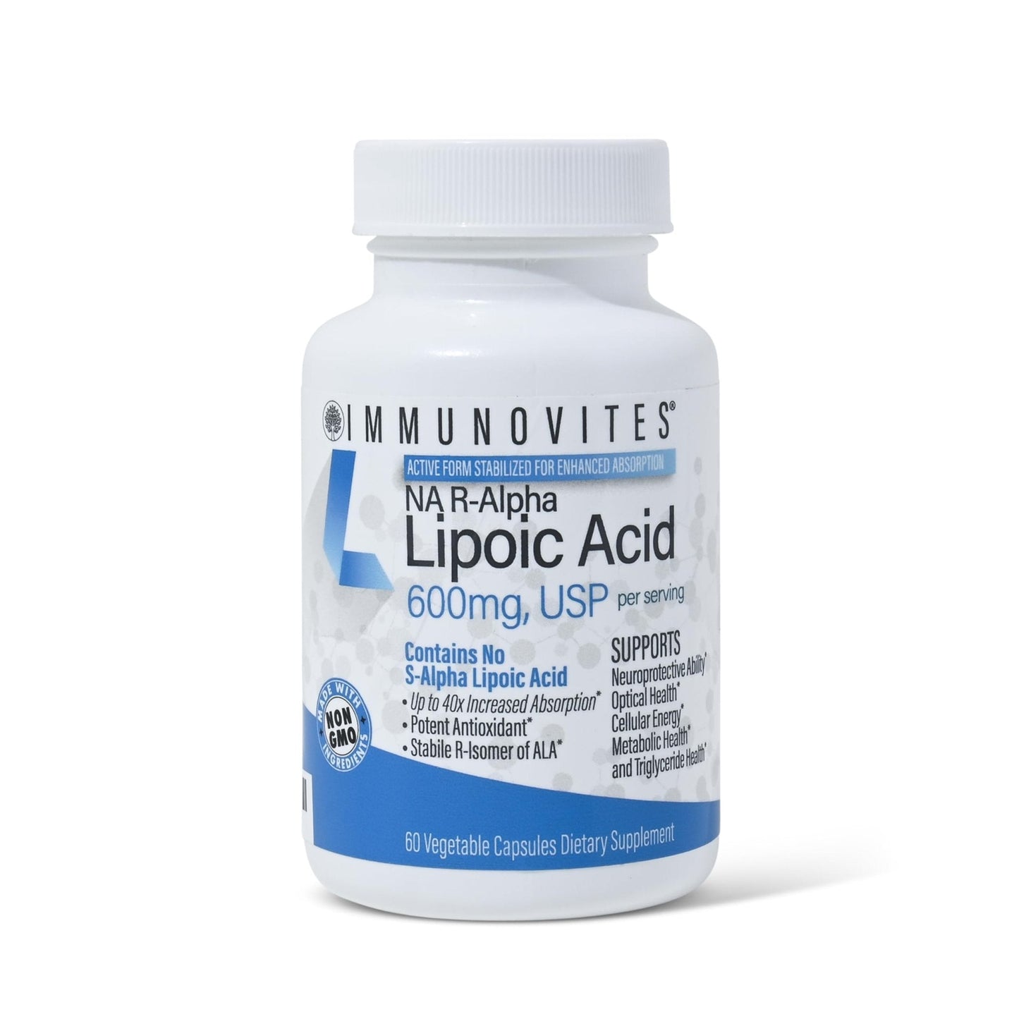 IMMUNOVITES Stabilized R-Alpha Lipoic Acid ((True)) 600mg per Serving [[High Potency & up to 40x Increased Absorption]] - PrimeBioHealth - canada supplements