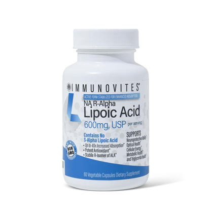 IMMUNOVITES Stabilized R-Alpha Lipoic Acid ((True)) 600mg per Serving [[High Potency & up to 40x Increased Absorption]] - PrimeBioHealth - canada supplements