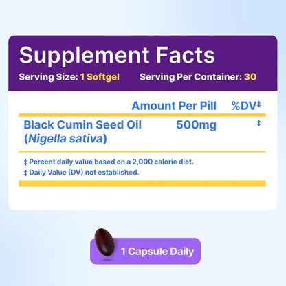 InnovixLabs Black Seed Oil Softgels, 500mg | Antioxidant Support for Immune & Joint Health | Cold Pressed Nigella Sativa Black Cumin Seed Oil | Enteric Coated for Reduced Burps | 30 Softgels - PrimeBioHealth - canada supplements