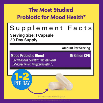 InnovixLabs Mood Probiotic for Women & Men, Clinically Studied Digestive & Mood Support Supplement, Lactobacillus helveticus Rosell-52ND & Bifidobacterium longum Rosell-175, 60 Capsules - PrimeBioHealth - canada supplements