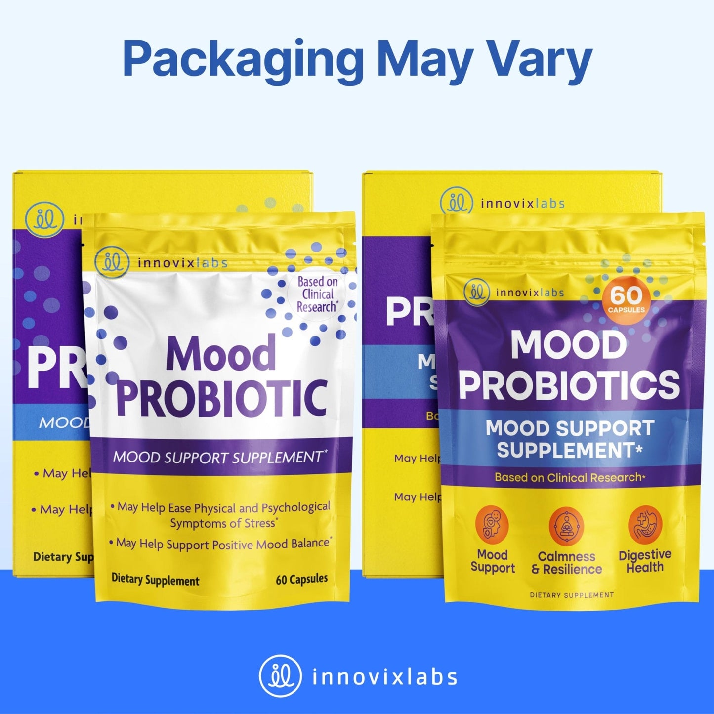 InnovixLabs Mood Probiotic for Women & Men, Clinically Studied Digestive & Mood Support Supplement, Lactobacillus helveticus Rosell-52ND & Bifidobacterium longum Rosell-175, 60 Capsules - PrimeBioHealth - canada supplements