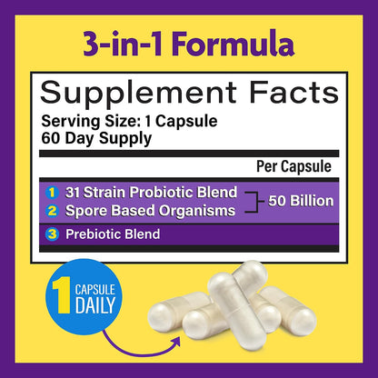 InnovixLabs Multi Strain Probiotics for Women & Men, 50 Billion CFU, 31 Probiotic Strains + Prebiotic Fiber, Helps Supports Immune & Gut Health, Non-GMO Probiotics for Digestive Health, 60-Day Supply - PrimeBioHealth - canada supplements