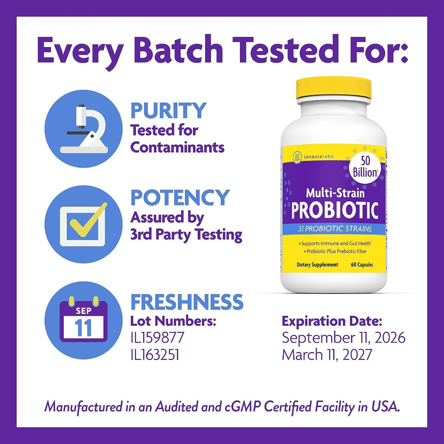 InnovixLabs Multi Strain Probiotics for Women & Men, 50 Billion CFU, 31 Probiotic Strains + Prebiotic Fiber, Helps Supports Immune & Gut Health, Non-GMO Probiotics for Digestive Health, 60-Day Supply - PrimeBioHealth - canada supplements