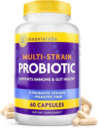 InnovixLabs Multi Strain Probiotics for Women & Men, 50 Billion CFU, 31 Probiotic Strains + Prebiotic Fiber, Helps Supports Immune & Gut Health, Non-GMO Probiotics for Digestive Health, 60-Day Supply - PrimeBioHealth - canada supplements