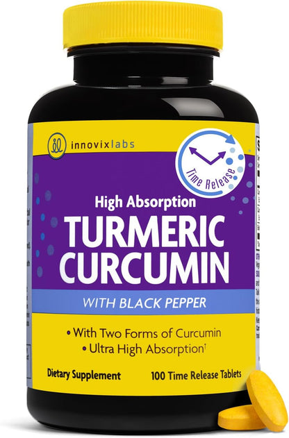 InnovixLabs Turmeric Curcumin with Black Pepper Extract - High Absorption Turmeric and Curcumin Supplements with BioPerine, C3 Reduct & Curcumin C3 Complex - 100 Time Release Tablets - PrimeBioHealth - canada supplements