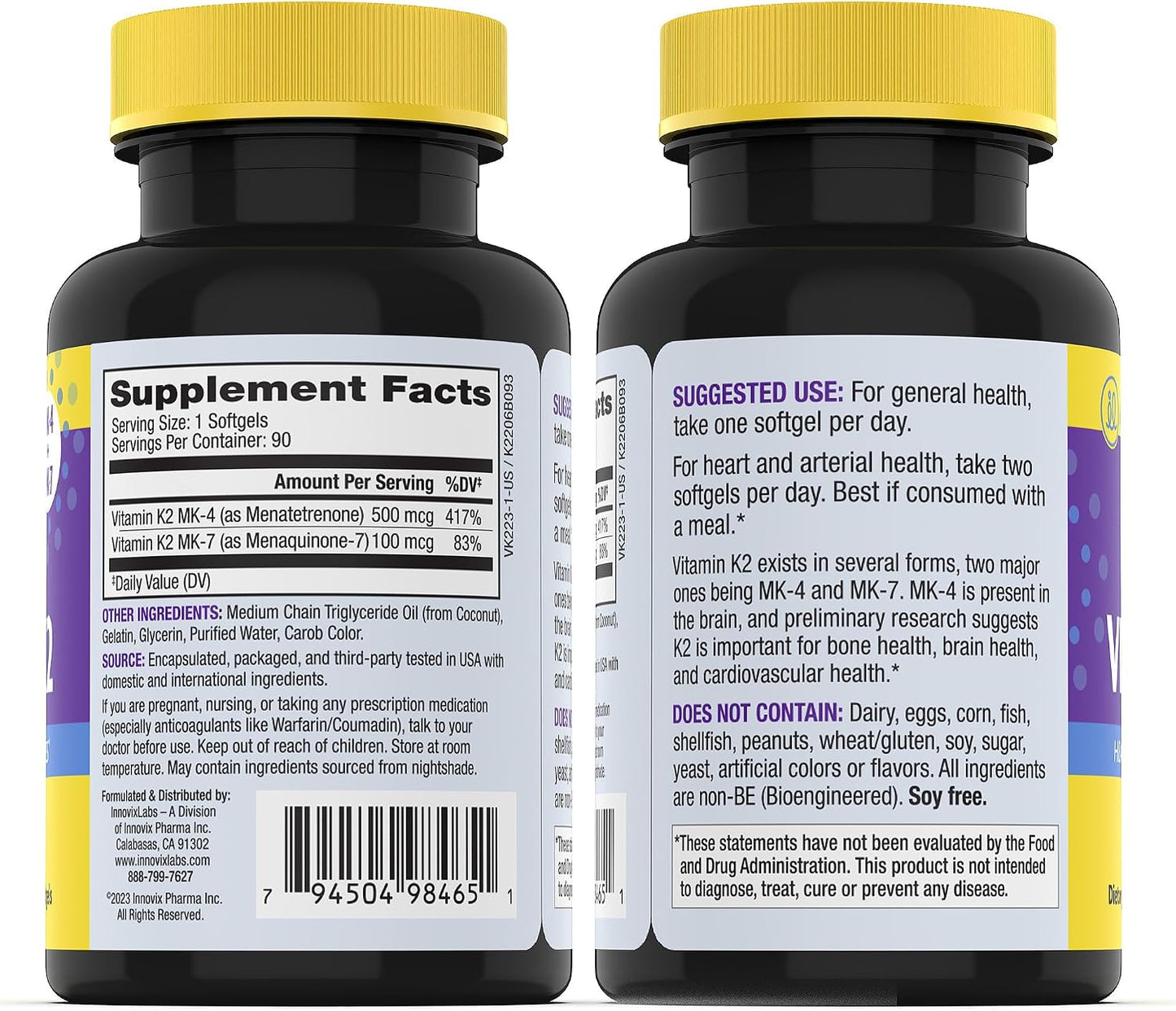 InnovixLabs Vitamin K2 & Triple Omega Bundle Full Spectrum Vitamin K2 (90 Softgels) Triple Strength Omega-3 Fish Oil (200 Softgels). Supports Healthy Bones, Arteries and Joints. * - PrimeBioHealth - canada supplements