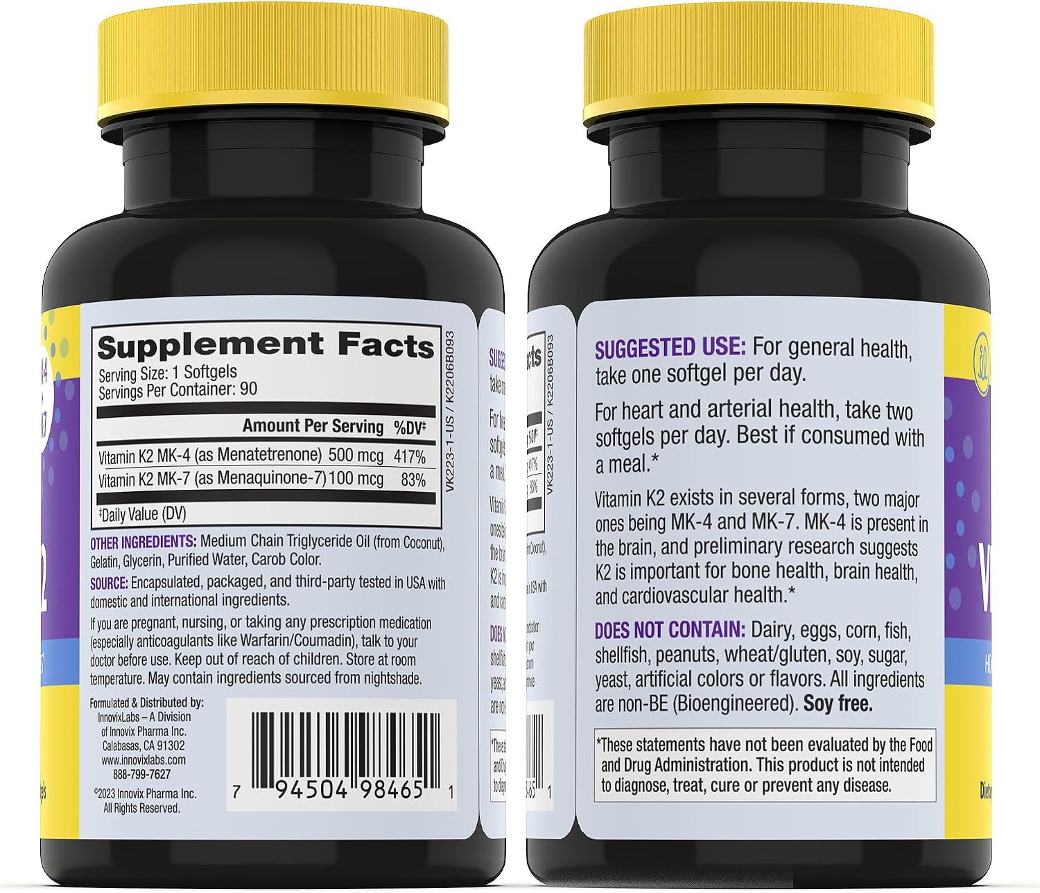 InnovixLabs Vitamin K2 & Triple Omega Bundle Full Spectrum Vitamin K2 (90 Softgels) Triple Strength Omega-3 Fish Oil (200 Softgels). Supports Healthy Bones, Arteries and Joints. * - PrimeBioHealth - canada supplements