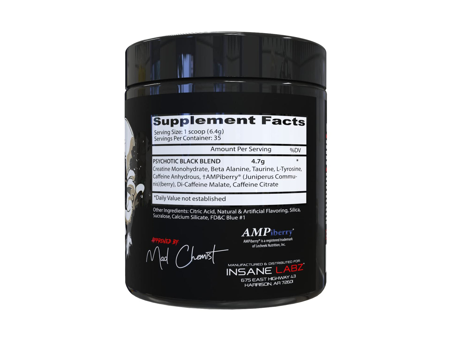 Insane Labz Psychotic Black Edition Mid Stimulant Pre Workout Powder, Energy Focus Pumps, Loaded with Creatine Beta Alanine Taurine Fueled by AMPiberry, 35 Servings (Blue Raspberry) - PrimeBioHealth - canada supplements
