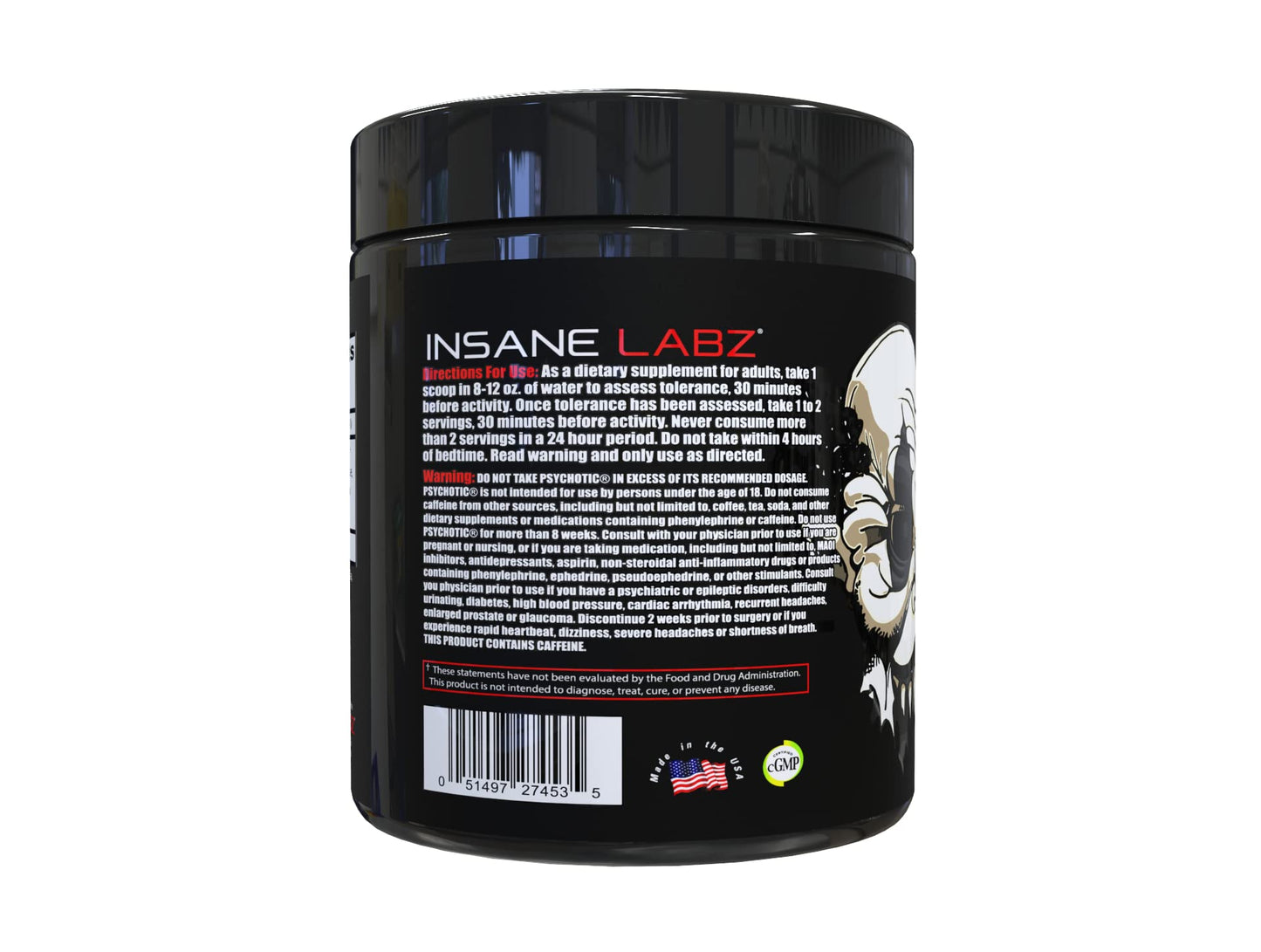 Insane Labz Psychotic Black Edition Mid Stimulant Pre Workout Powder, Energy Focus Pumps, Loaded with Creatine Beta Alanine Taurine Fueled by AMPiberry, 35 Servings (Blue Raspberry) - PrimeBioHealth - canada supplements