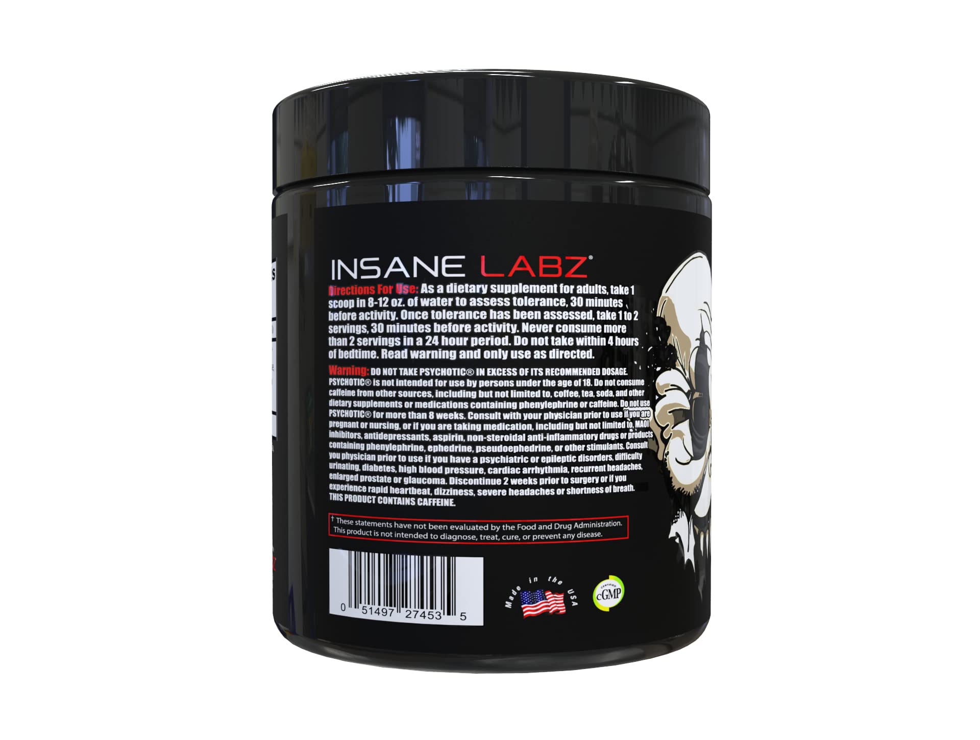Insane Labz Psychotic Black Edition Mid Stimulant Pre Workout Powder, Energy Focus Pumps, Loaded with Creatine Beta Alanine Taurine Fueled by AMPiberry, 35 Servings (Blue Raspberry) - PrimeBioHealth - canada supplements