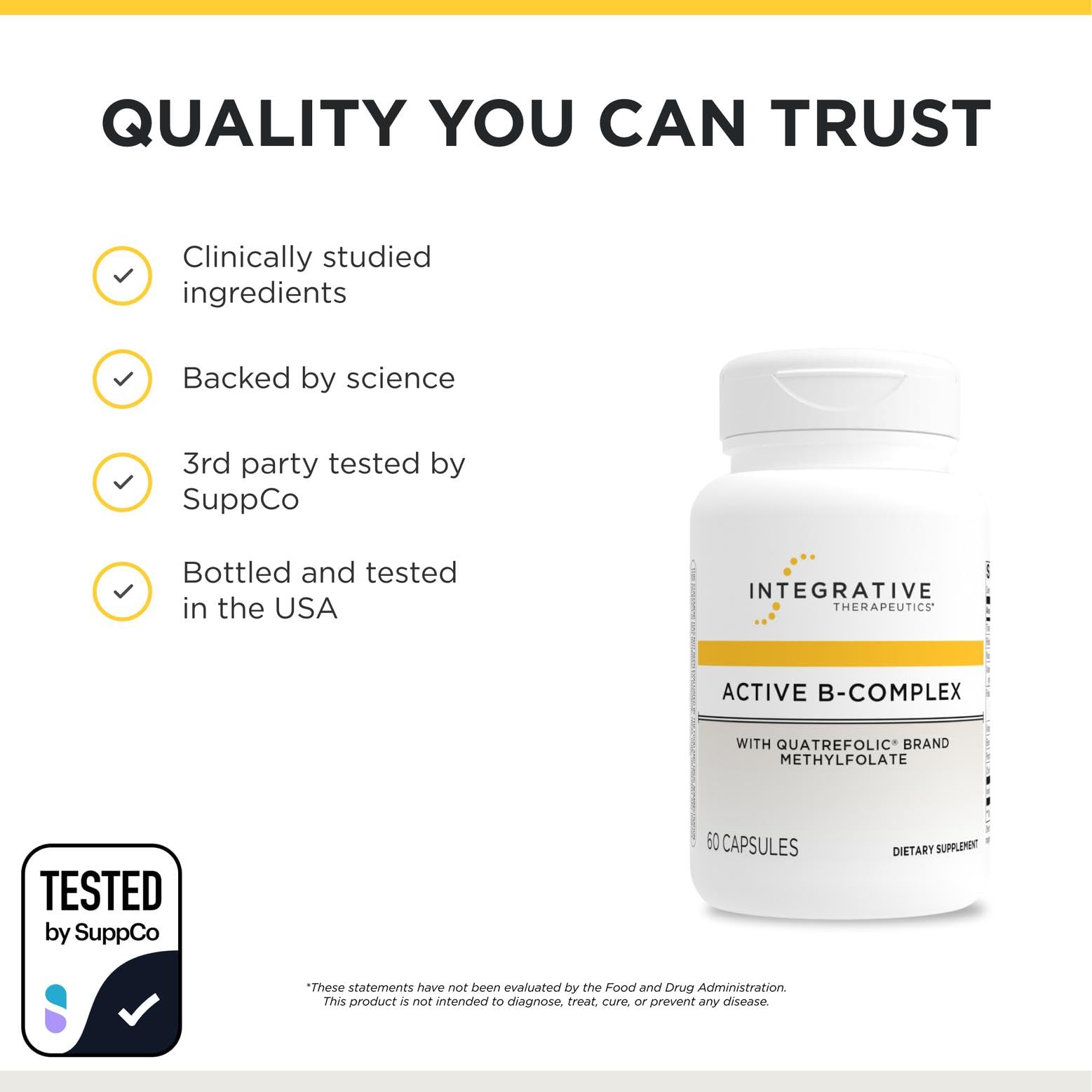 Integrative Therapeutics Active B-Complex - with Choline and Methylfolate - Cellular Energy, Immune Function & Heart Health Support with Vitamins B2, B6 & B12 - PrimeBioHealth - canada supplements