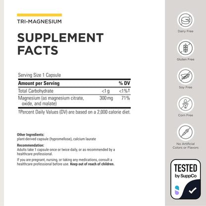 Integrative Therapeutics Tri-Magnesium - Supports Cellular Energy & Energy Metabolism - Magnesium Supplement for Heart & Nerve Health Support - PrimeBioHealth - canada supplements