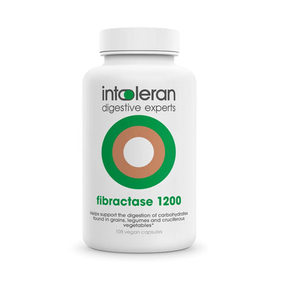 Intoleran Fibractase 1200 Digestive Enzymes - 108 Capsules | Supplement for Fructans & Galactans Intolerance | Helps Digest Carbohydrates; Grains, Legumes - PrimeBioHealth - canada supplements