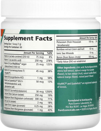 Ionic Fizz Super D-K Calcium Plus by Pure Essence - with Extra Magnesium, Vitamin D3, Vitamin K2 - Orange Vanilla - 14.82oz - PrimeBioHealth - canada supplements