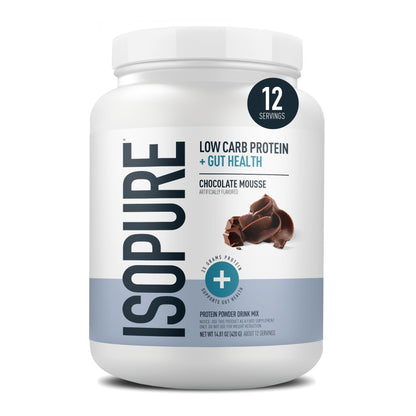 Isopure Protein + Gut Health & Immune Support Powder, Chocolate Mousse, 25g Whey Protein with Prebiotics & Vitamins, 12 Servings (Pack of 1) - PrimeBioHealth - canada supplements