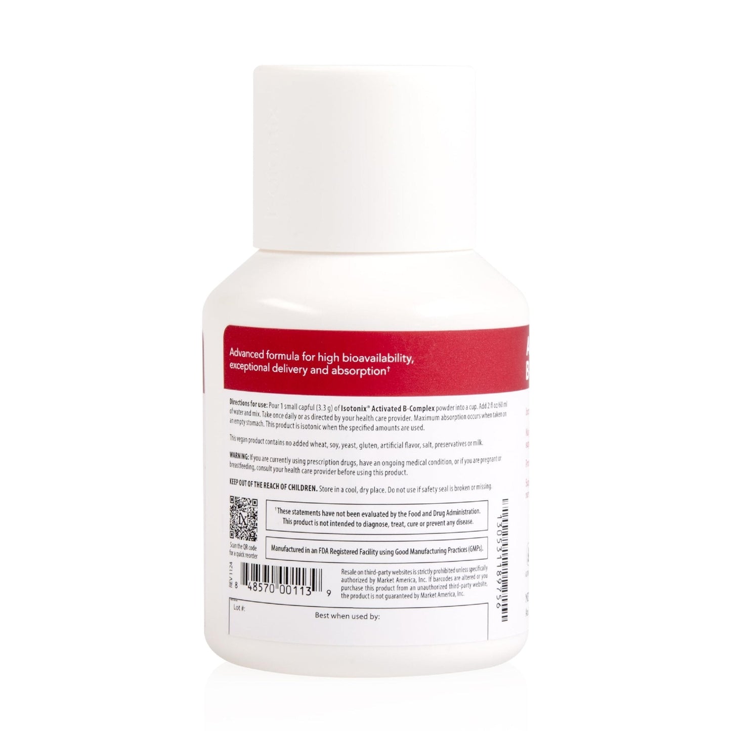 Isotonix Activated B Complex – Vegan B Vitamin Supplement for Energy, Stress Relief, and Nervous System Health – Isotonic Drinkable Formula – 90 Servings - PrimeBioHealth - canada supplements