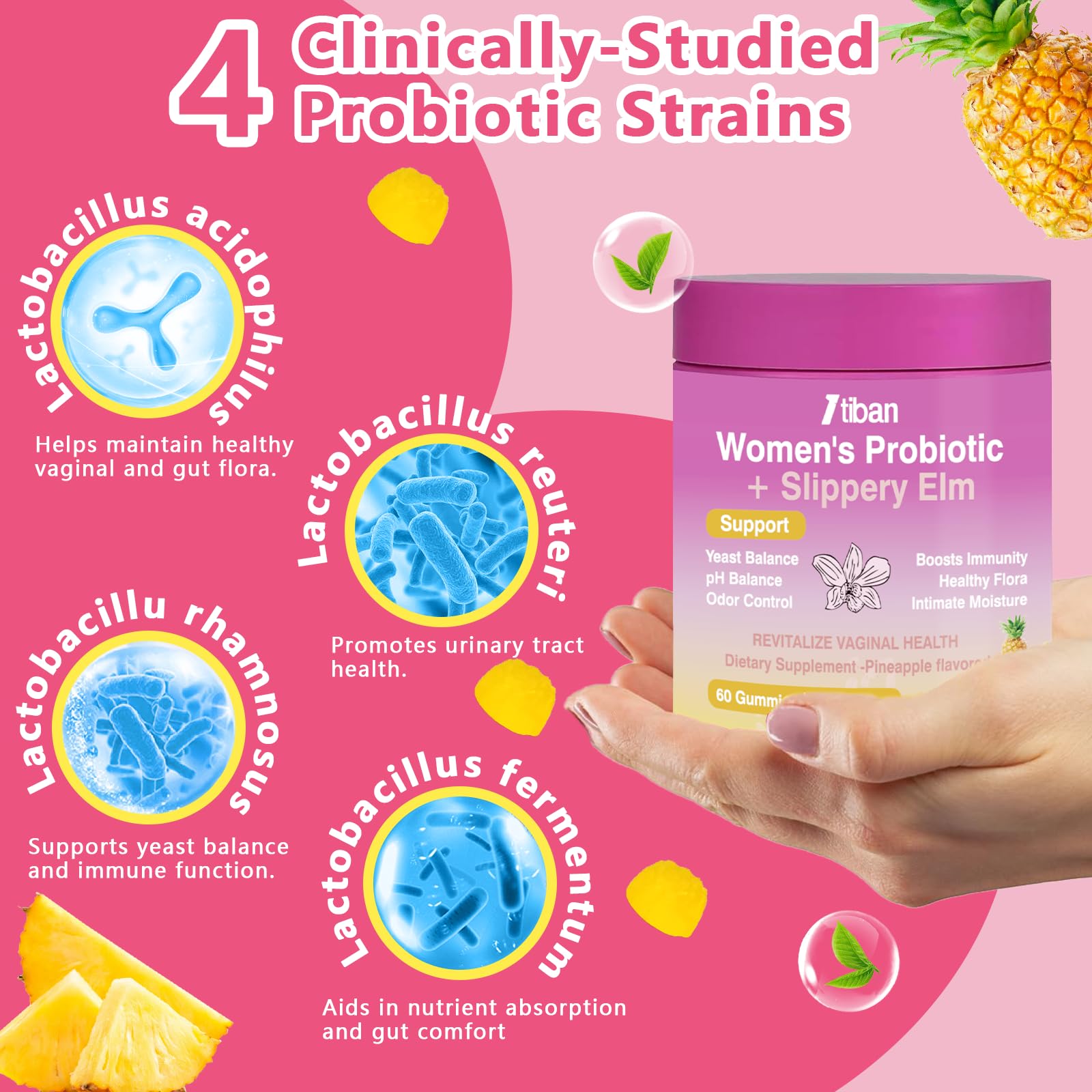 Itiban Feminine Vaginal Probiotics Gummies, Supports pH Balance & Digestive Health, Slippery Elm for Women, Suagr-Free - PrimeBioHealth - canada supplements