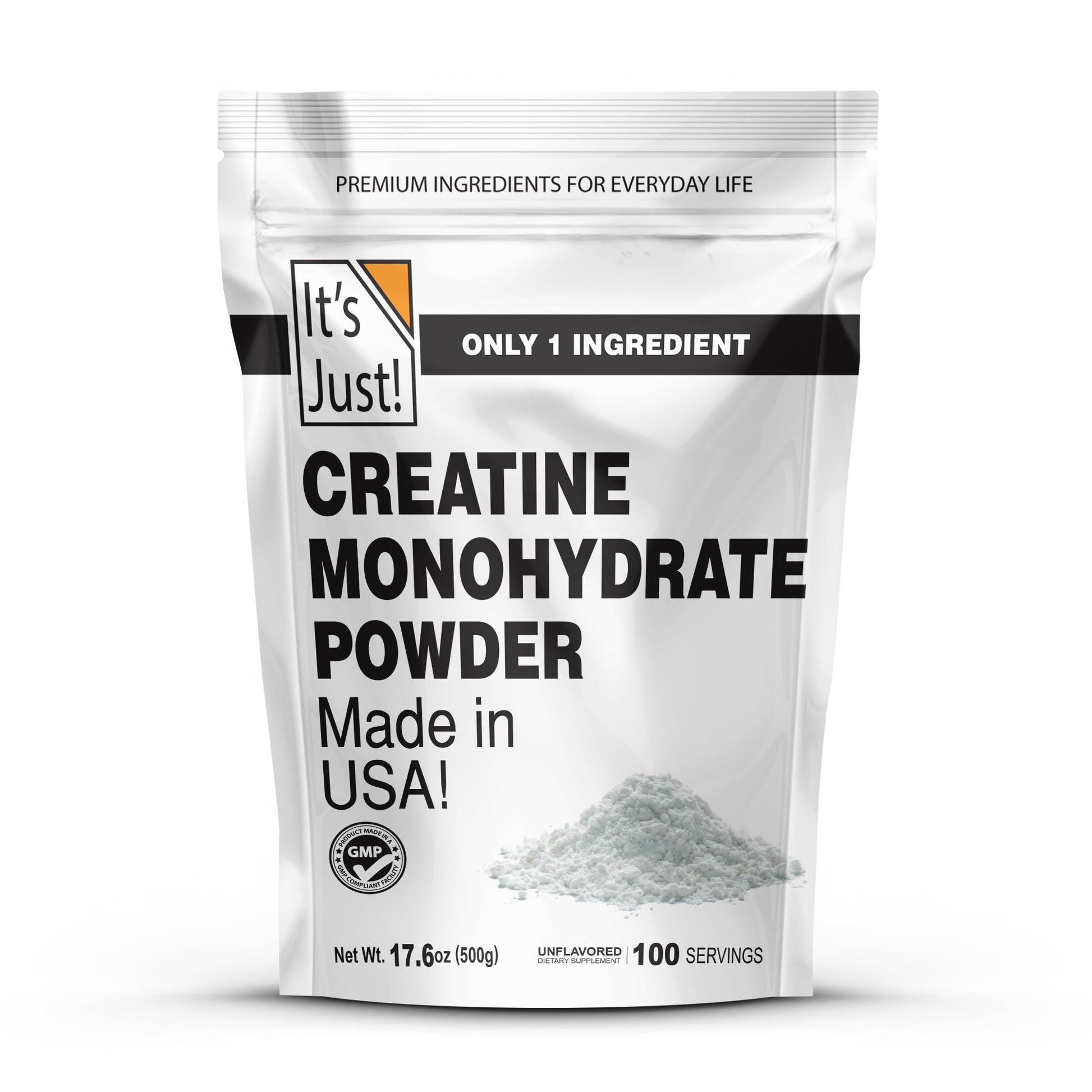 It's Just! - Creatine Monohydrate Powder, Pure Creatine Powder, Made in USA, 3rd Party Lab Tested, 5g Per Serving, Scoop Included, No Fillers, No Added Flavor (Unflavored, 500g / 100 Servings) - PrimeBioHealth - canada supplements