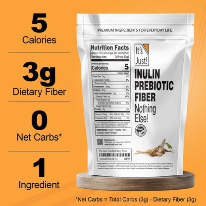 It's Just! - Inulin Prebiotic Fiber, Water Soluble, Chicory Root Powder, Promotes Gut Health, Made in USA, Product of Belgium, Vegan/Keto Friendly - PrimeBioHealth - canada supplements