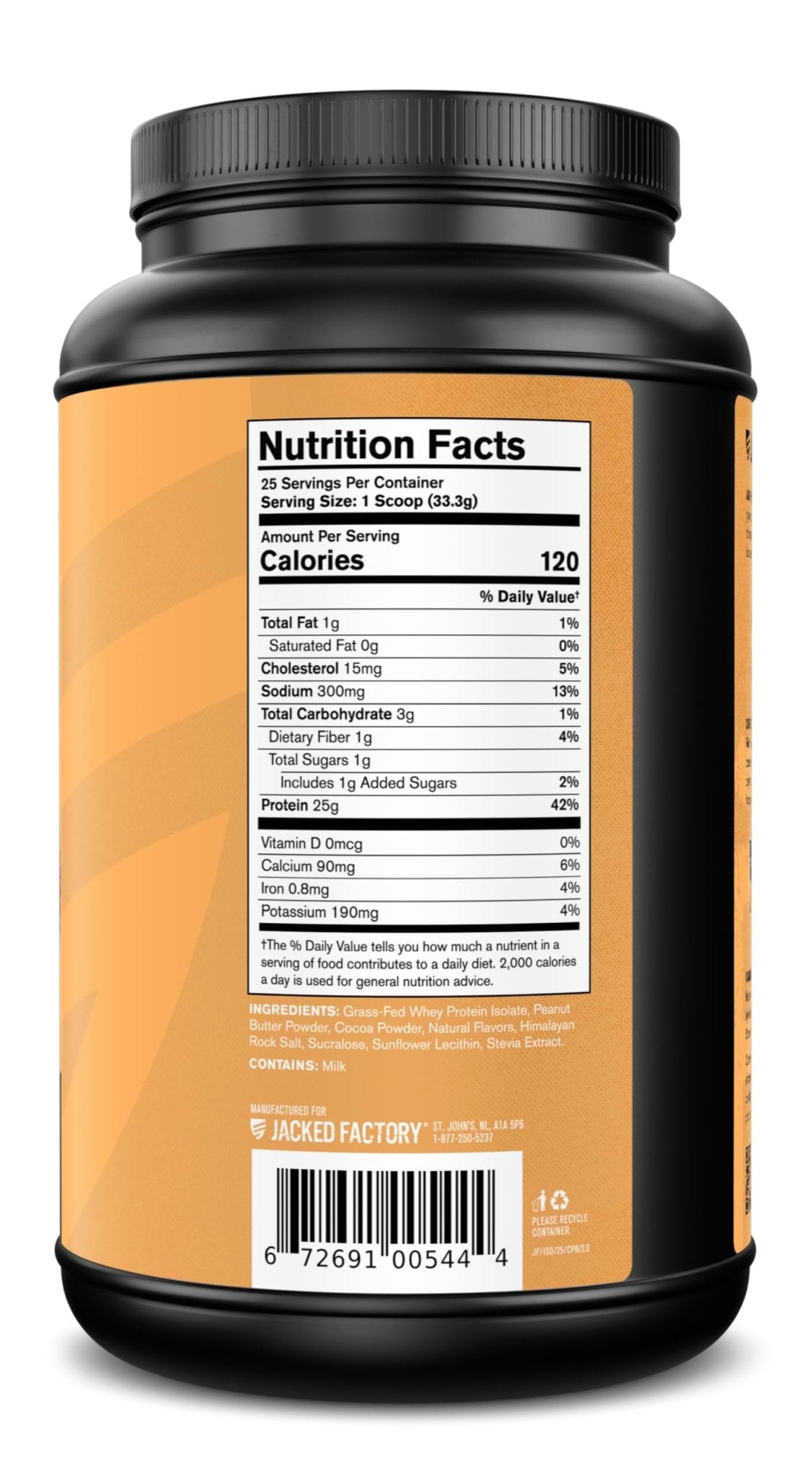 Jacked Factory Authentic ISO Grass Fed Whey Protein Isolate Powder - Low Carb, Non-GMO Muscle Building Protein w/No Fillers, Post Workout Recovery, Chocolate Peanut Butter - 25 Servings - PrimeBioHealth - canada supplements