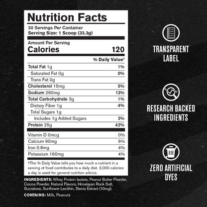 Jacked Factory Authentic ISO Grass Fed Whey Protein Isolate Powder - Low Carb, Non-GMO Muscle Building Protein w/No Fillers, Post Workout Recovery, Chocolate Peanut Butter - 25 Servings - PrimeBioHealth - canada supplements