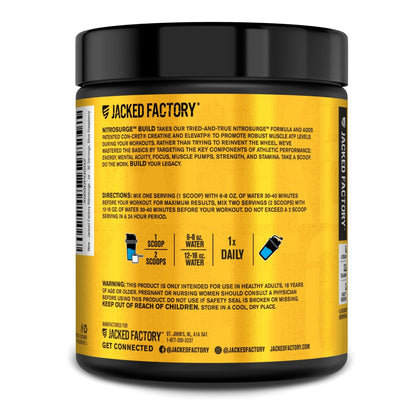 Jacked Factory Nitrosurge Build Pre Workout with Creatine for Muscle Building - Con Cret Creatine Powder & elevATP for Intense Energy, Powerful Pump, - PrimeBioHealth - canada supplements