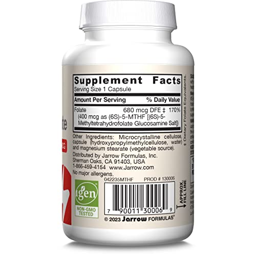 Jarrow Formulas Extra Strength Methyl Folate 400 mcg, Dietary Supplement for Cardiovascular and Neurologic Health Support - PrimeBioHealth - canada supplements