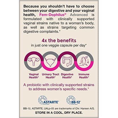 Jarrow Formulas Fem-Dophilus Advanced Vaginal & Digestive Probiotics 10 Billion CFU with 6 Science Backed Strains, for Vaginal, Urinary Tract - PrimeBioHealth - canada supplements