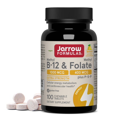 Jarrow Formulas Methyl B-12 & Methyl Folate, Bioactive Vitamin B9 & Vitamin B12 Supplement, Supports Cellular Energy Production, Healthy Brain Function & Metabolism - PrimeBioHealth - canada supplements