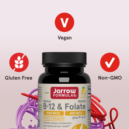 Jarrow Formulas Methyl B-12 & Methyl Folate, Bioactive Vitamin B9 & Vitamin B12 Supplement, Supports Cellular Energy Production, Healthy Brain Function & Metabolism - PrimeBioHealth - canada supplements