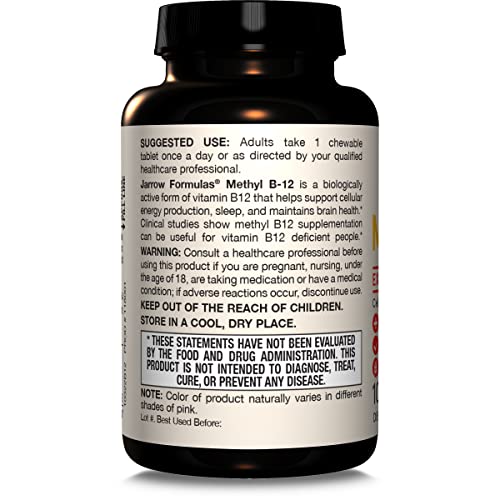 Jarrow Formulas Methyl Vitamin B-12 1000 mcg, 100 Chewable Tablets, Lemon Flavored- Bioactive B12 Vitamin - Supports Cellular Energy Production - PrimeBioHealth - canada supplements