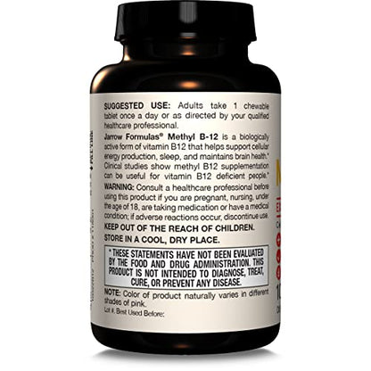Jarrow Formulas Methyl Vitamin B-12 1000 mcg, 100 Chewable Tablets, Lemon Flavored- Bioactive B12 Vitamin - Supports Cellular Energy Production - PrimeBioHealth - canada supplements