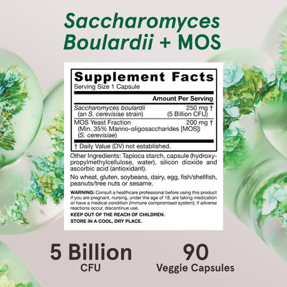 Jarrow Formulas Saccharomyces Boulardii + MOS Probiotics for Digestive Health and Intestinal Tract Support - 5 Billion CFU Per Serving - 90 Delayed Release Caps - PrimeBioHealth - canada supplements