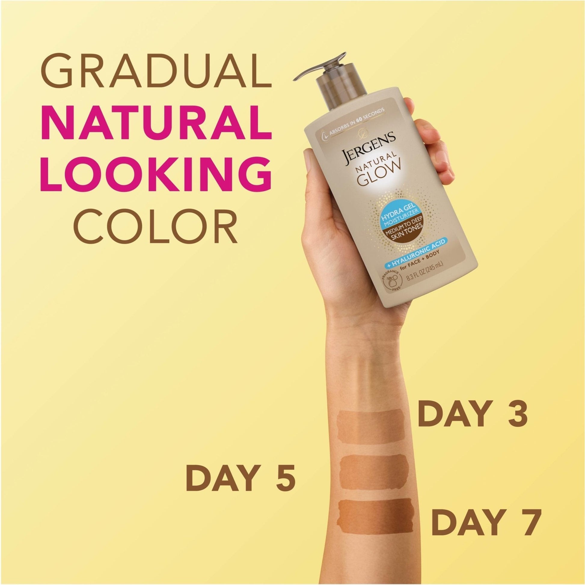 Jergens Natural Glow Hydra Gel Moisturizer, Hyaluronic Acid Tanning Lotion, Hydrating Tanning Gel, Fragrance-Free Self Tanner - PrimeBioHealth - canada supplements
