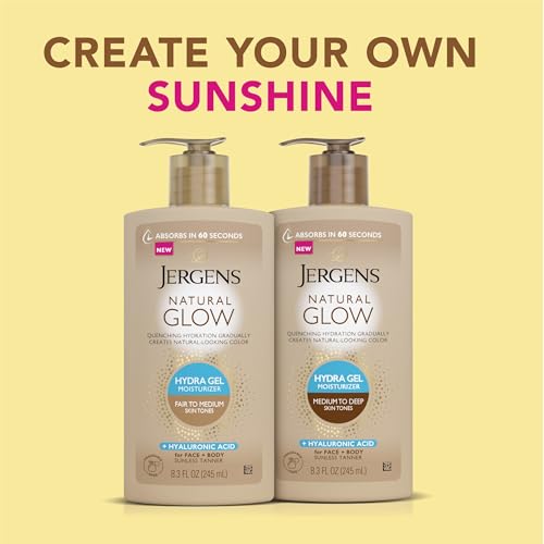 Jergens Natural Glow Hydra Gel Moisturizer, Hyaluronic Acid Tanning Lotion, Hydrating Tanning Gel, Fragrance-Free Self Tanner - PrimeBioHealth - canada supplements