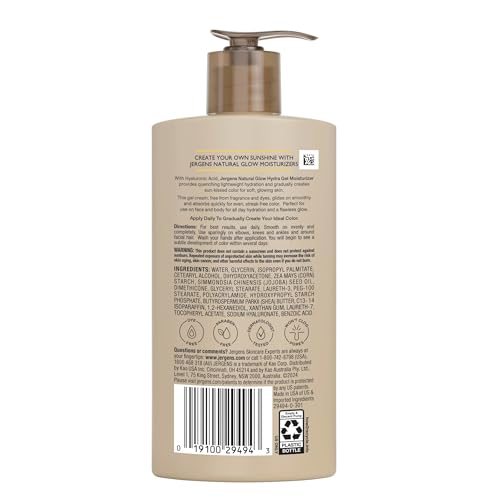 Jergens Natural Glow Hydra Gel Moisturizer, Hyaluronic Acid Tanning Lotion, Hydrating Tanning Gel, Fragrance-Free Self Tanner - PrimeBioHealth - canada supplements