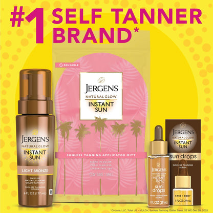 Jergens Natural Glow Instant Sun Drops, Sunless Tanning for Face and Body, Instant Sun Bronzing Drops, Oil Free, 1 Fl Oz - PrimeBioHealth - canada supplements