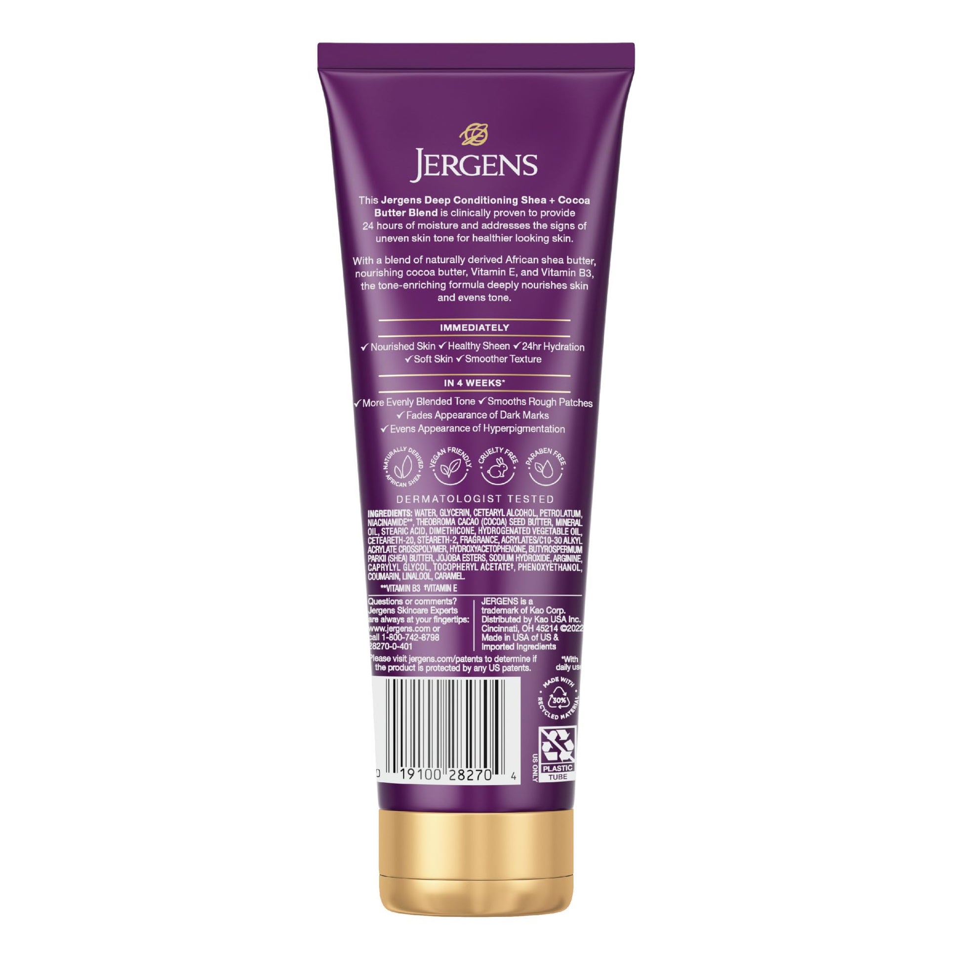 Jergens Shea and Cocoa Whipped Body Butter Lotion, Tone Enriching Hand And Body Lotion for Dry Skin, with Vitamins B3 & E, 8.5 Oz - PrimeBioHealth - canada supplements