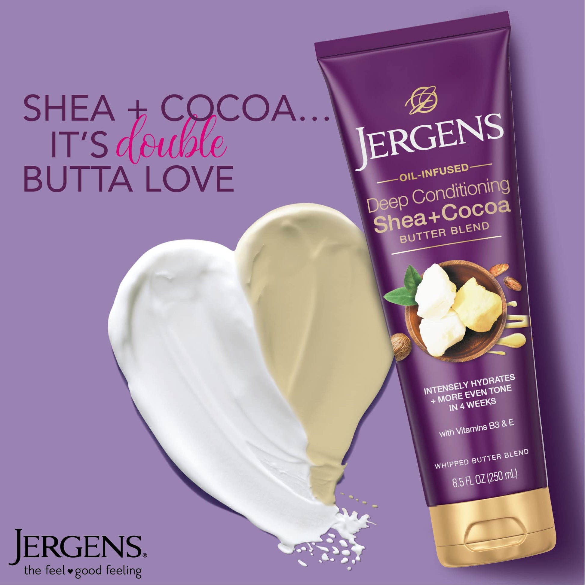Jergens Shea and Cocoa Whipped Body Butter Lotion, Tone Enriching Hand And Body Lotion for Dry Skin, with Vitamins B3 & E, 8.5 Oz - PrimeBioHealth - canada supplements